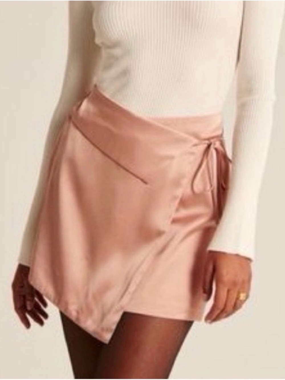 Abercrombie & Fitch Satin Wrap Skort Blush Pink Mini Skirt Shorts Medium